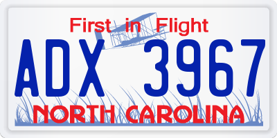 NC license plate ADX3967