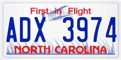 NC license plate ADX3974