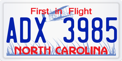 NC license plate ADX3985