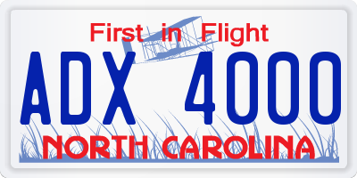 NC license plate ADX4000