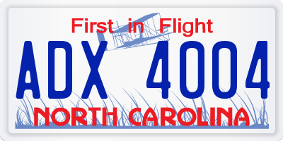NC license plate ADX4004