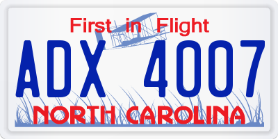 NC license plate ADX4007