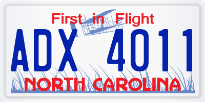 NC license plate ADX4011
