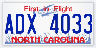NC license plate ADX4033