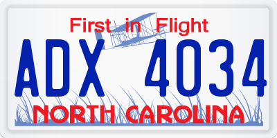NC license plate ADX4034