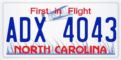 NC license plate ADX4043