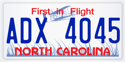 NC license plate ADX4045