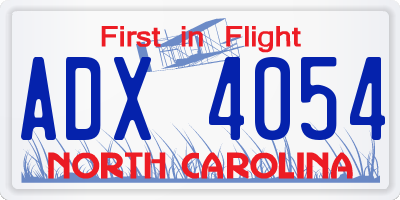 NC license plate ADX4054