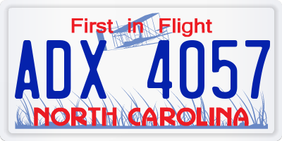 NC license plate ADX4057