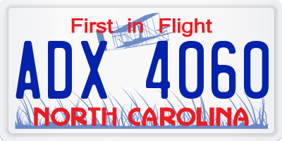 NC license plate ADX4060
