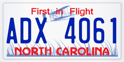 NC license plate ADX4061