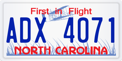 NC license plate ADX4071