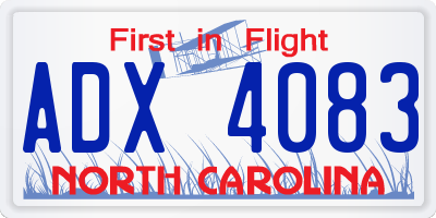 NC license plate ADX4083
