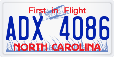 NC license plate ADX4086