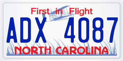 NC license plate ADX4087
