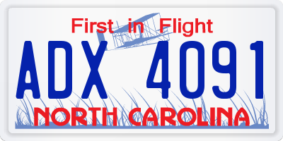 NC license plate ADX4091