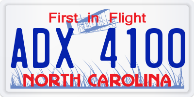 NC license plate ADX4100