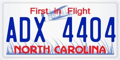 NC license plate ADX4404