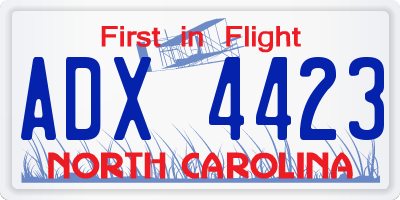 NC license plate ADX4423