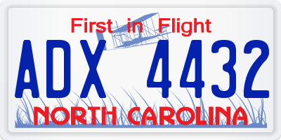 NC license plate ADX4432