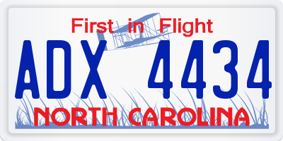 NC license plate ADX4434