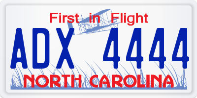 NC license plate ADX4444