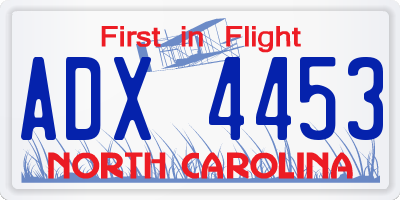 NC license plate ADX4453