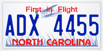 NC license plate ADX4455