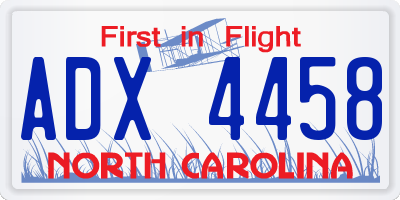 NC license plate ADX4458