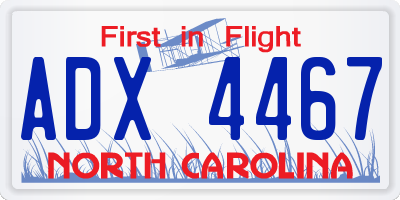 NC license plate ADX4467