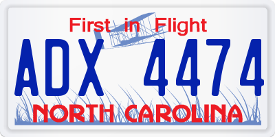 NC license plate ADX4474