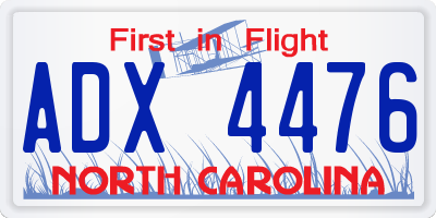 NC license plate ADX4476