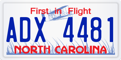 NC license plate ADX4481