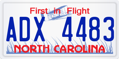 NC license plate ADX4483