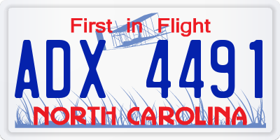 NC license plate ADX4491