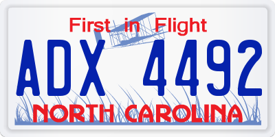 NC license plate ADX4492