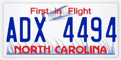 NC license plate ADX4494
