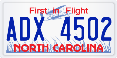 NC license plate ADX4502
