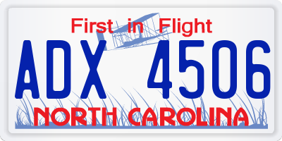 NC license plate ADX4506