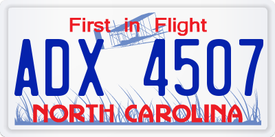 NC license plate ADX4507