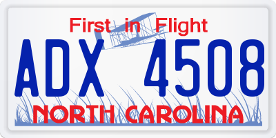 NC license plate ADX4508