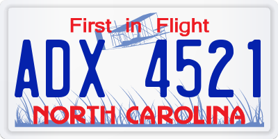 NC license plate ADX4521