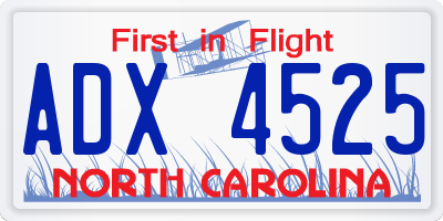 NC license plate ADX4525