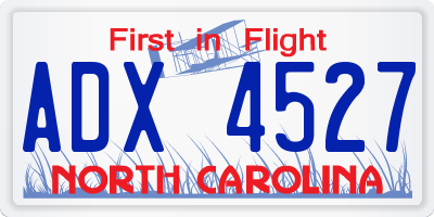 NC license plate ADX4527