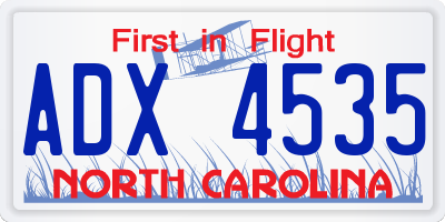 NC license plate ADX4535