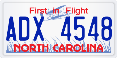 NC license plate ADX4548