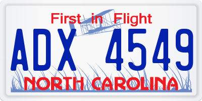NC license plate ADX4549