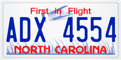 NC license plate ADX4554