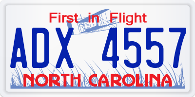 NC license plate ADX4557