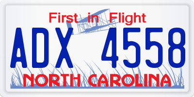 NC license plate ADX4558